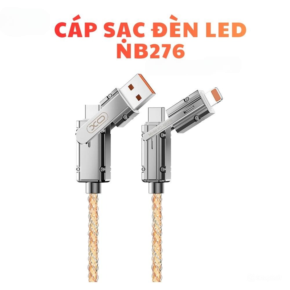 Dây cáp đèn Led NB276- 4 Cổng Sạc, Sạc Nhanh, Truyền Dữ Liệu, Dài 1m