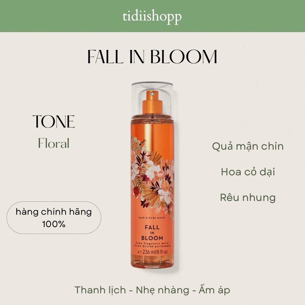 [AUTH] FALL IN BLOOM - Xịt Thơm Toàn Thân BATH & BODY WORKS | tidiishopp