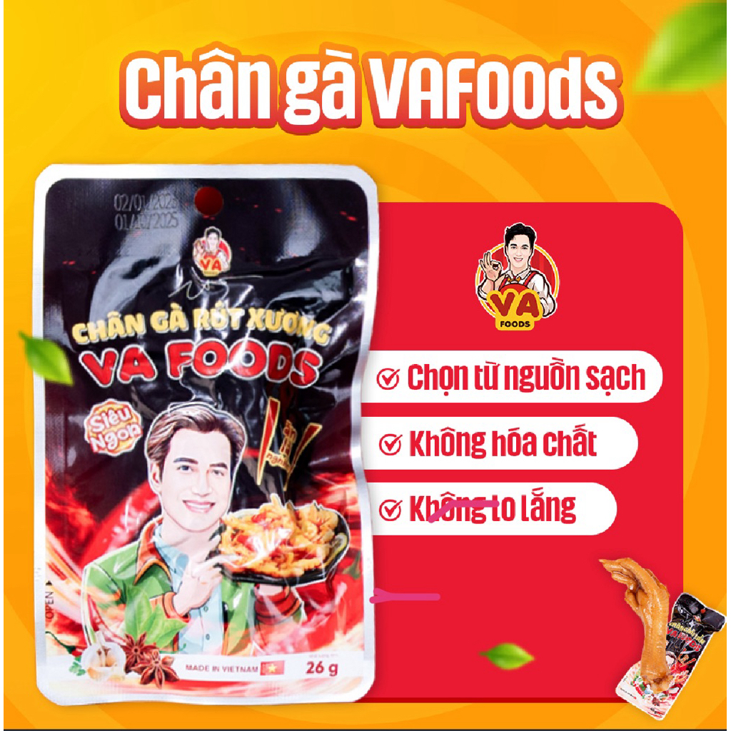 🔥Hộp 20 gói Chân Gà Rút Xương VA FOOD siêu thơm ngon