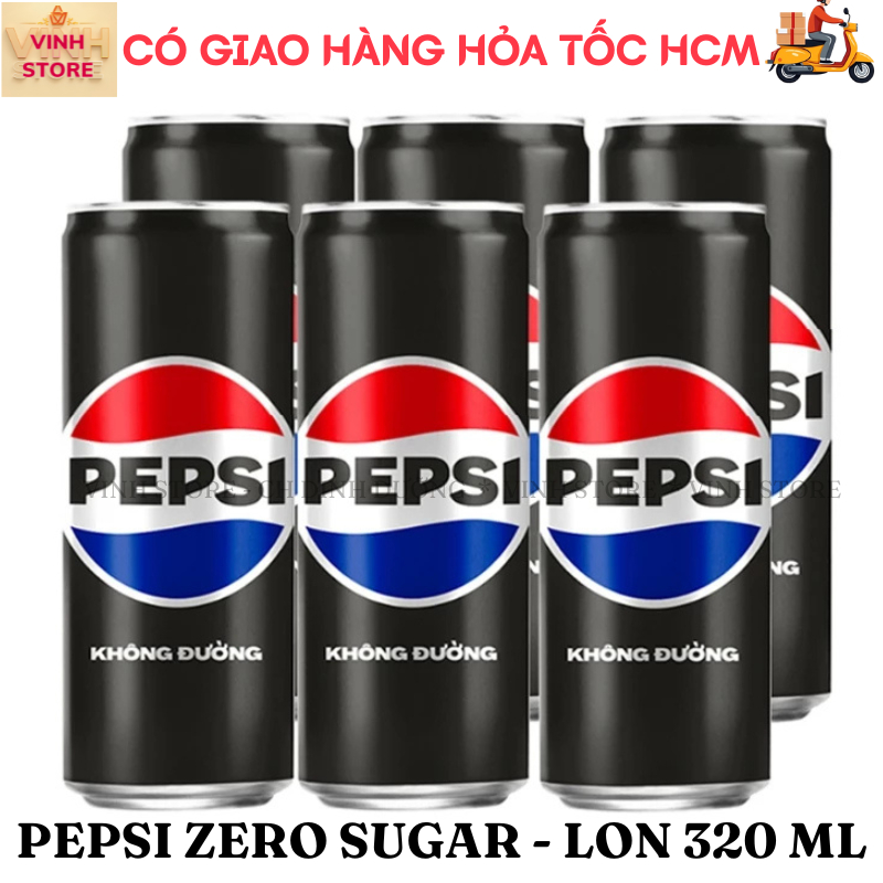Pepsi không calo  hương cola 6 lon 320 ml