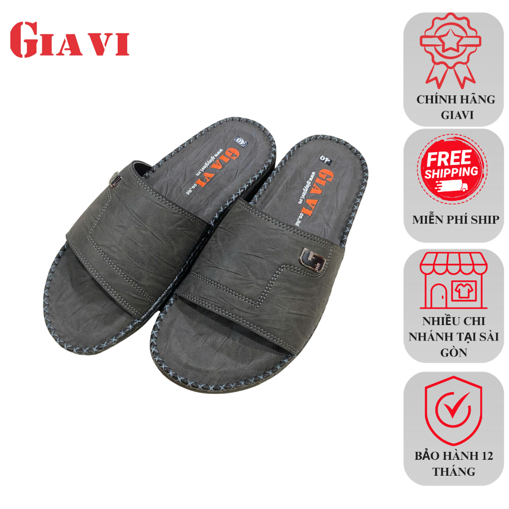 ép nam quai ngang, dép da nam, dép nam GIAVI, dép đi trong nhà nam, dép chống trơn nam, dép nam cao 