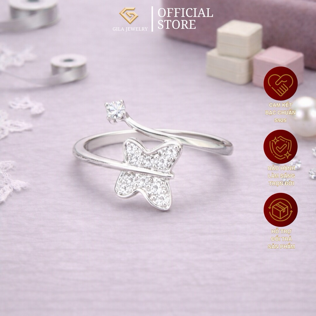 Nhẫn bạc Ý Fluttering Grace S925 đính kết đá Cubic Zirconia | Gila Jewelry