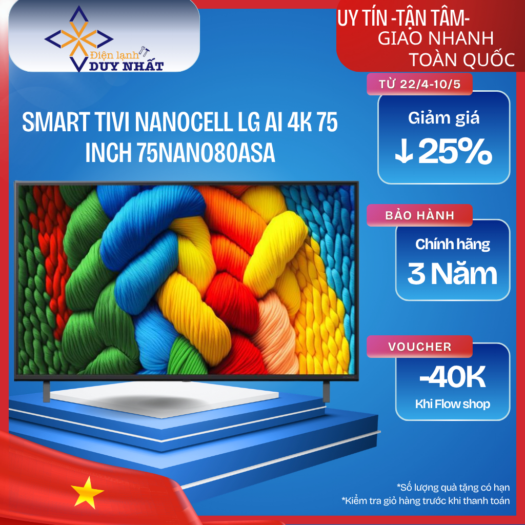 Smart Tivi NanoCell LG AI 4K 75 inch 75NANO80ASA