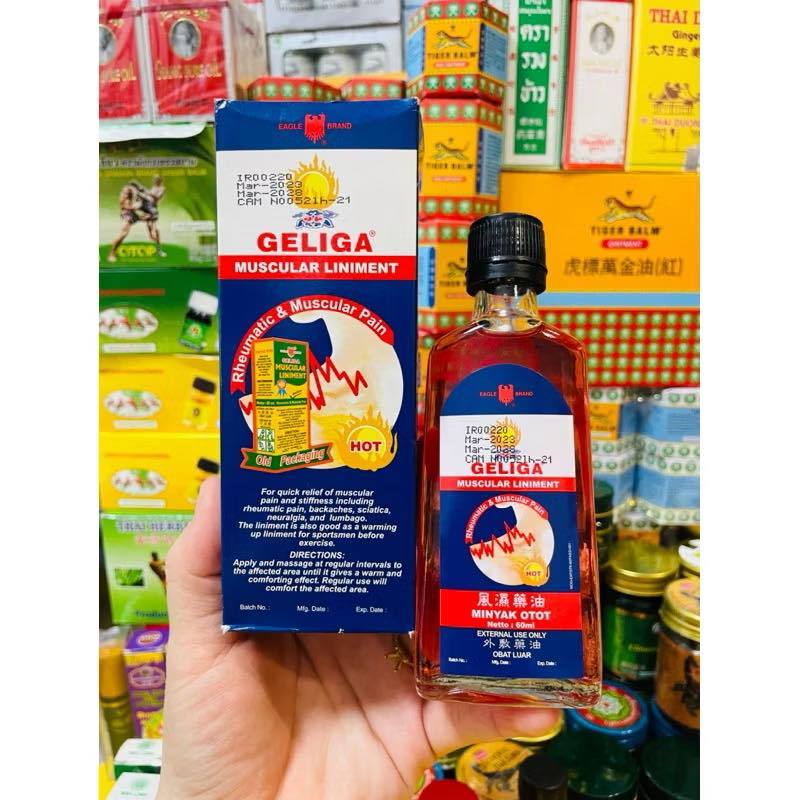 Dầu Nóng Ớt Xoa Bóp Geliga Muscular Liniment Indonesia 60ml Gia Truyền