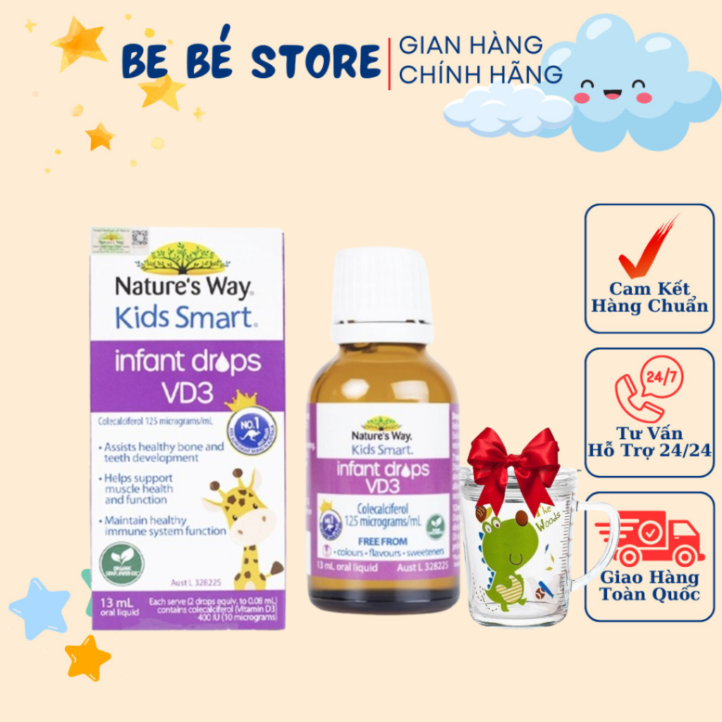 Kids Smart Infant Drops VD3 Natural Way's D3 Thuần Cho Trẻ Sơ Sinh  - Hộp 13ml - BE BE STORE