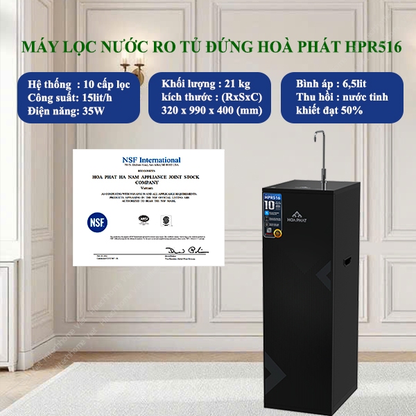 Máy lọc nước RO tủ đứng Hòa Phát HPR516