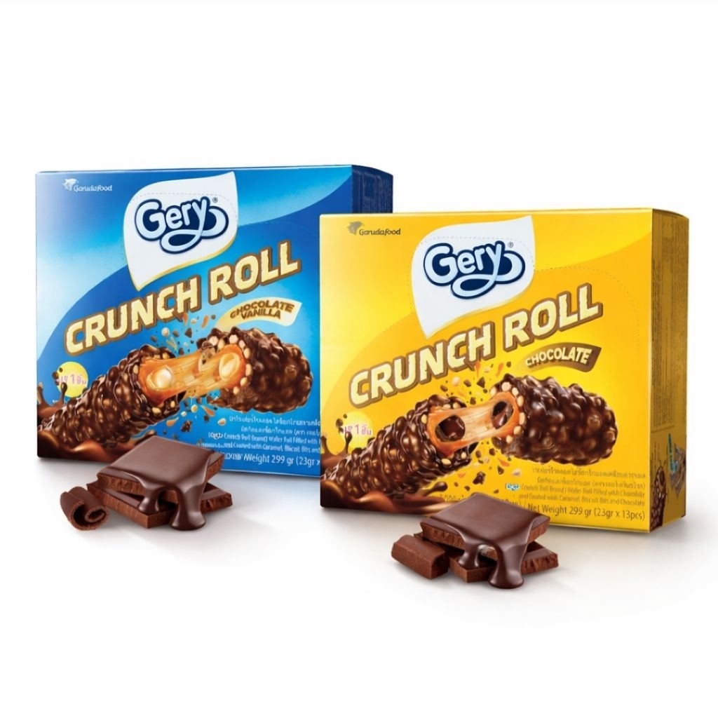 Bánh Gery Crunch Roll cuộn phủ Socola 299gr (13 thanh)