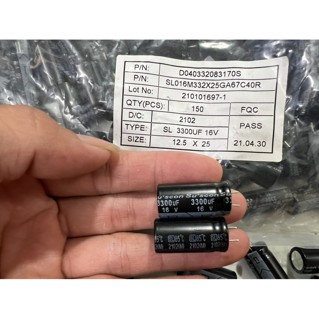 [ 10 con ]  TỤ HOÁ 16V 3300UF 16V , 16V3300UF , 3300UF16V ( size 12.5x25mm )  HÃNG SU’SCON