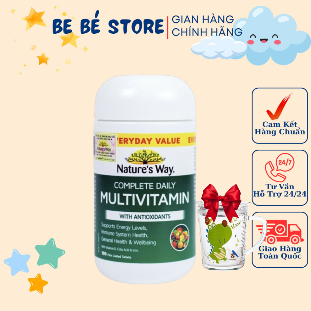 Viên Uống Bổ Sung Vitamin Và Khoáng Chất Nature’s Way Complete Daily Multivitamin - 100 Viên - BE BE