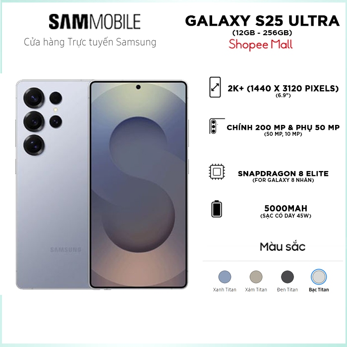 [ Random 15 -19/7 ]S - Điện Thoại Samsung Galaxy S25 Ultra 12GB/256GB