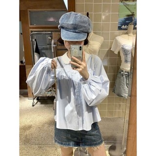 (Hàng QCCC) Áo sơ mi nữ kiểu điệu tay dài thiết kế họa tiết kẻ sọc phối cổ bèo hottrend mùa hè MT33 SP451