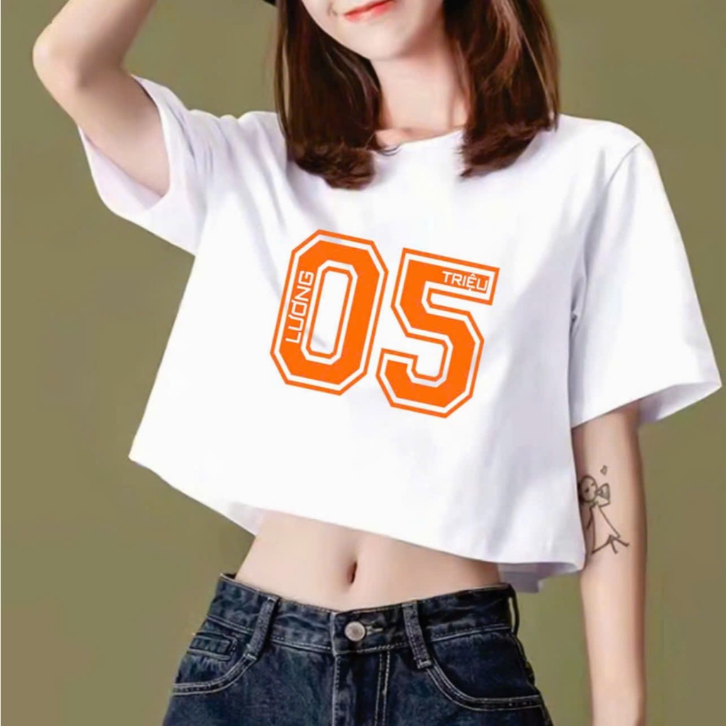 ÁO PHÔNG CROPTOP NGẮN TAY CÓ IN SỐ, ÁO PHÔNG GIẤY CROPTOP DÁNG NGẮN CHO NỮ MÀU ĐEN VÀ TRẮNG