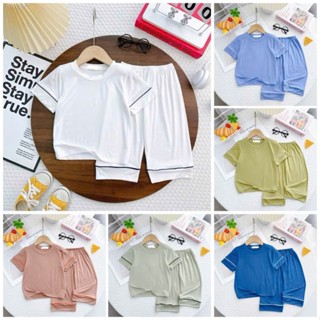 [9-27kg] Bộ lửng trơn basic vải thun lạnh (0-6 tuổi) chạy viền lé mềm mịn mát cho bé