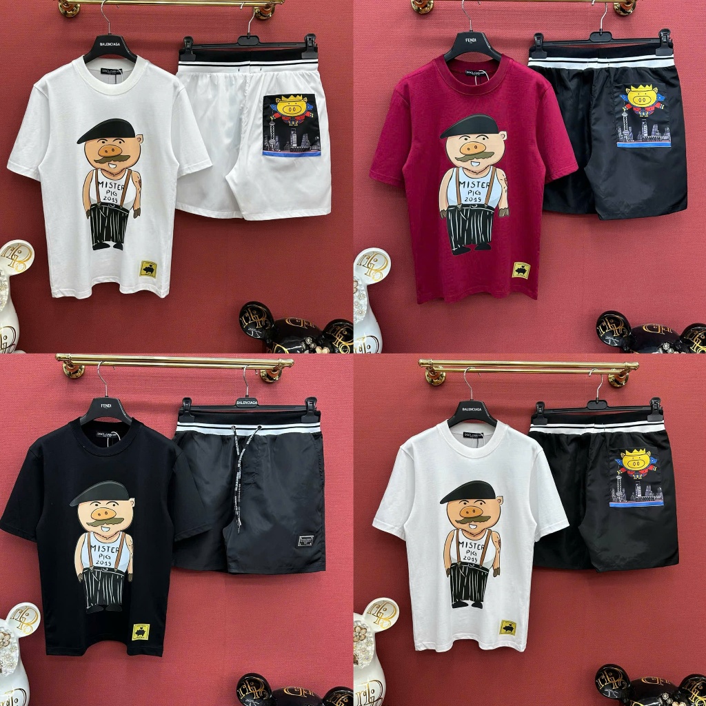 Bộ cộc tay màu hè _MISTER+PIGG Lợn siêu cấp mẫu mới nhất _bộ thun cộc tay thoáng mát cho mùa hè