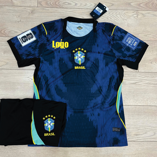 Bộ Quần Áo Bóng Đá ĐTQG Brazil 2026, Áo Brazil Sân Khách 2026, Áo Brazil Xanh Chuẩn Thi Đấu, Vải Thá
