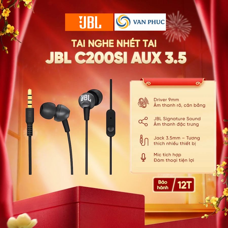 Tai Nghe Nhét Tai JBL C200SI Cổng Aux 3.5 - Hàng Chính Hãng