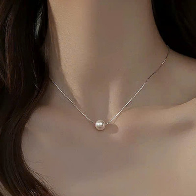 Dây Chuyền Titan Thép Không Ghỉ bền đẹp Xuyên Tâm Ngọc Trai 8ly Đẹp Tinh Tế - Ngọc Trai Trường Thịnh