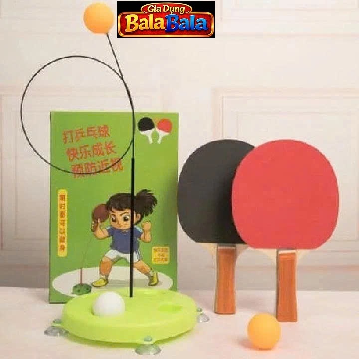 Bộ bóng bàn phản xạ vợt gỗ 3 bóng cho bé - Đồ chơi vận động tập luyện phản xạ tốt trẻ em