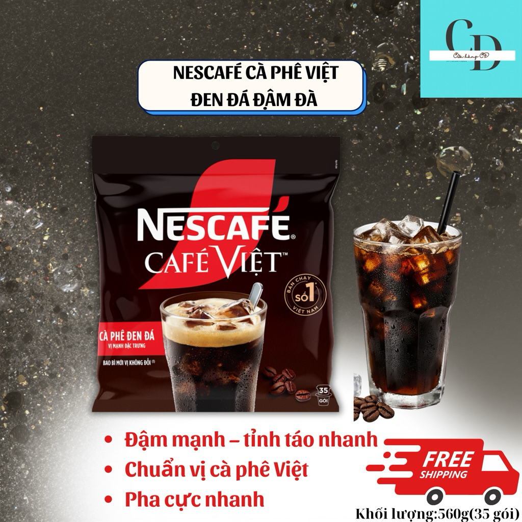 Nescafé Cafe Việt Cà Phê Đen Hòa Tan 35 Gói x 16g – NESCAFÉ Đen Đậm Đà Date Mới