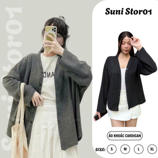 Áo Khoác Cardigan Dáng Dài Áo Len Nữ Hàn Quốc cổ chữ V phối cúc phong cách