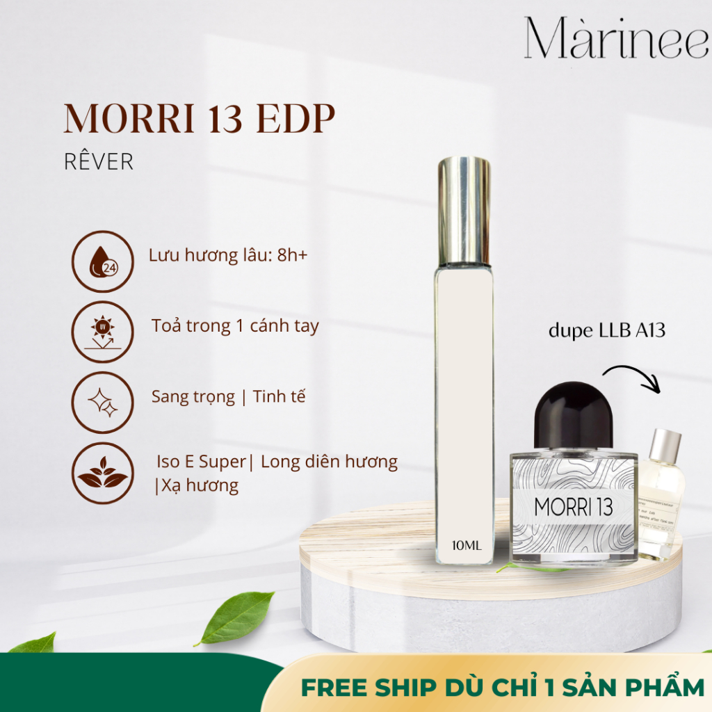 Nước hoa Unisex  Rever Morri 13 (Dupe LLB Another 13) | 10ml Full size | - Tiệm nước hoa Marinee