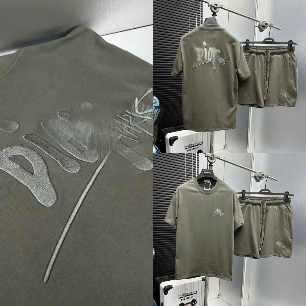 Bộ Quần Áo cộc Nam Cao Cấp Đờ Ô chữ chảy kí thêu  Siêu Đẹp - Bộ Quần Áo Thể Thao Nam