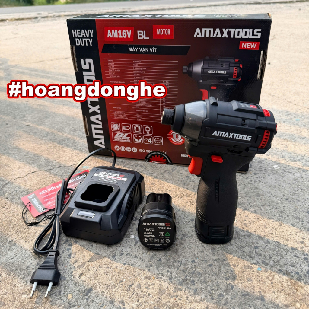 Máy Vặn Vít Dùng Pin 16V Amaxtools AV18014SA Lực Siết 180Nm (2 Pin 2.0Ah, 1 Sạc)