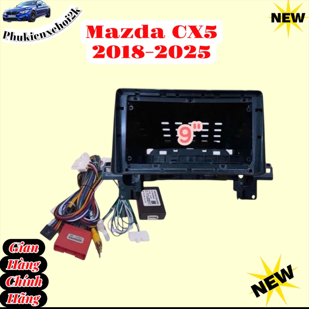 Mặt dưỡng cho màn android Mazda CX5 2018-2025, Dưỡng 9 inch và jack nguồn canbus theo xe