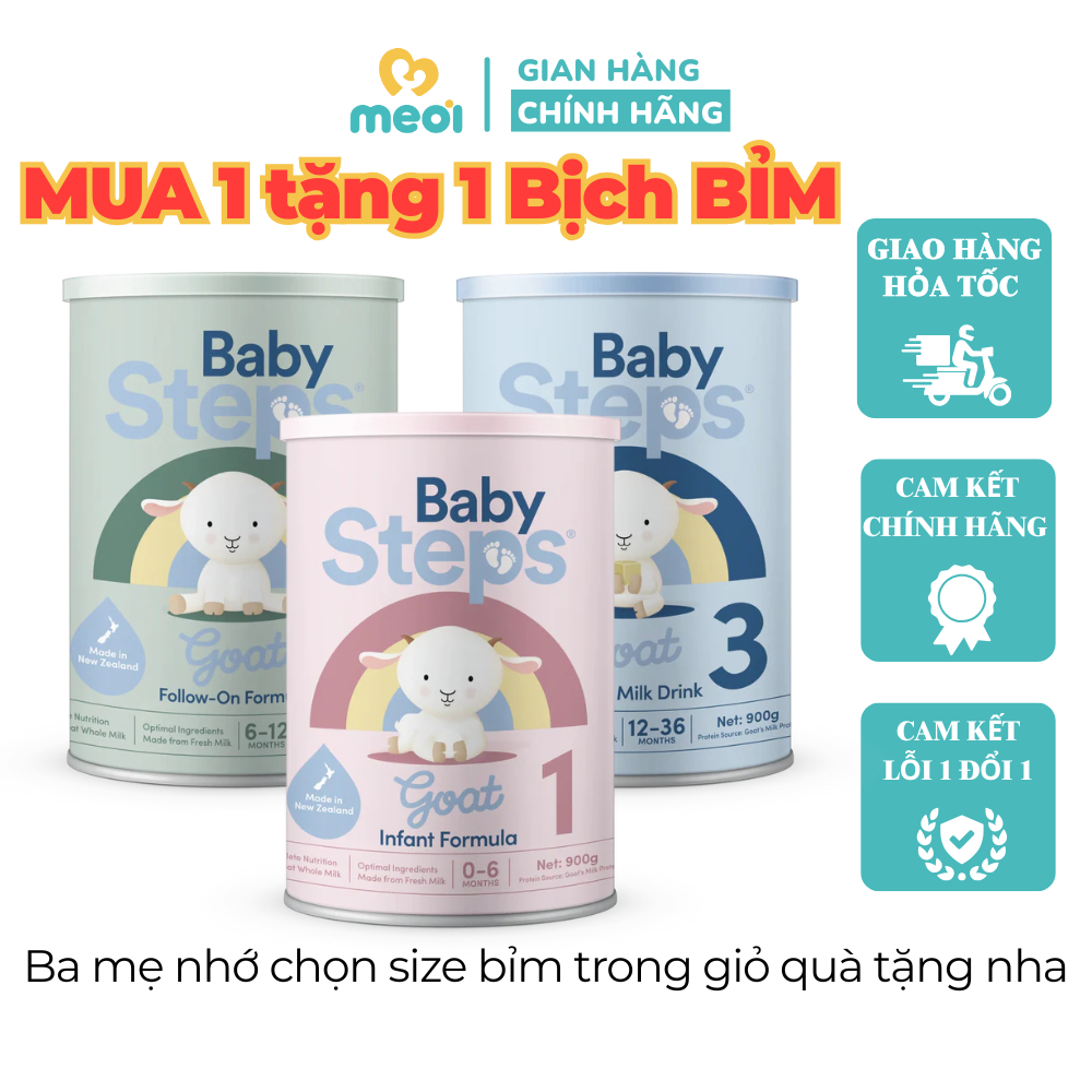 Sữa dê nguyên kem Baby Steps New Zealand hỗ trợ bé phát triển toàn diện, tăng cường miễn dịch 900g