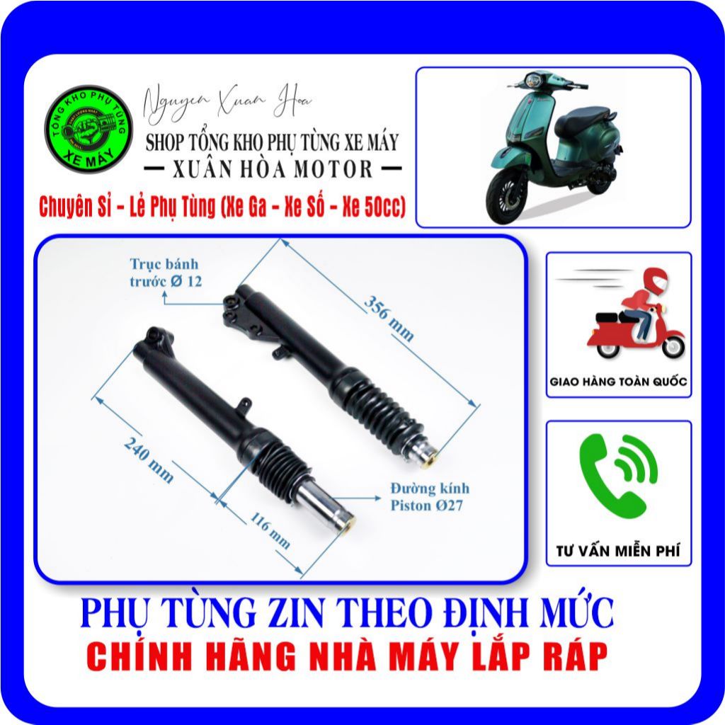 Giảm xóc trước/ Phuộc trước Vespa Victoria AT88 50cc/ AT88 Pro/ AT88 Viral (Hàng nhập khẩu, chính hã