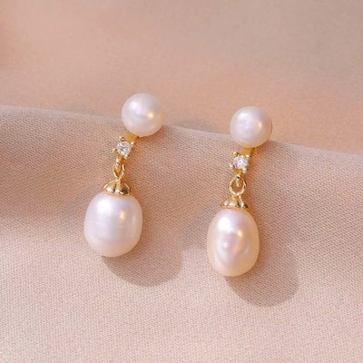Bông Tai Ngọc Trai Giọt Nhỏ 6ly Dáng Thả Tinh Tế, Thanh Lịch - Ngọc Trai Trường Thịnh