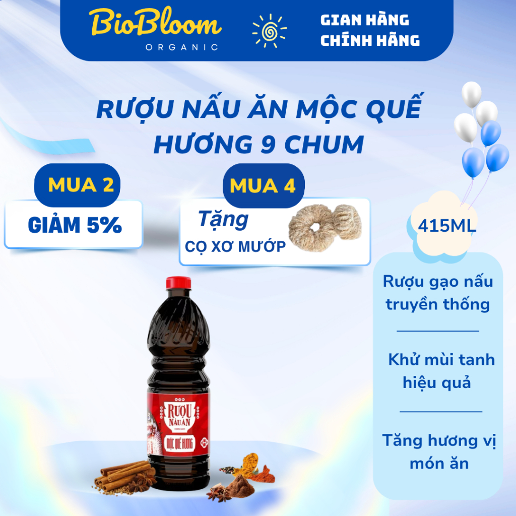 Rượu Nấu Ăn Mộc Quế Hương 9Chum 415ml – Khử Mùi Tanh, Tăng Hương Vị Món Ăn, Dùng Cho Kho Xào Hấp