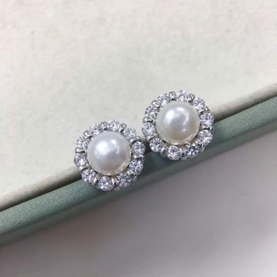 Bông Tai Ngọc Trai Nụ 6ly Đính Đá CZ Lung Linh Thanh Lịch, Thời Trang - Ngọc Trai Trường Thịnh
