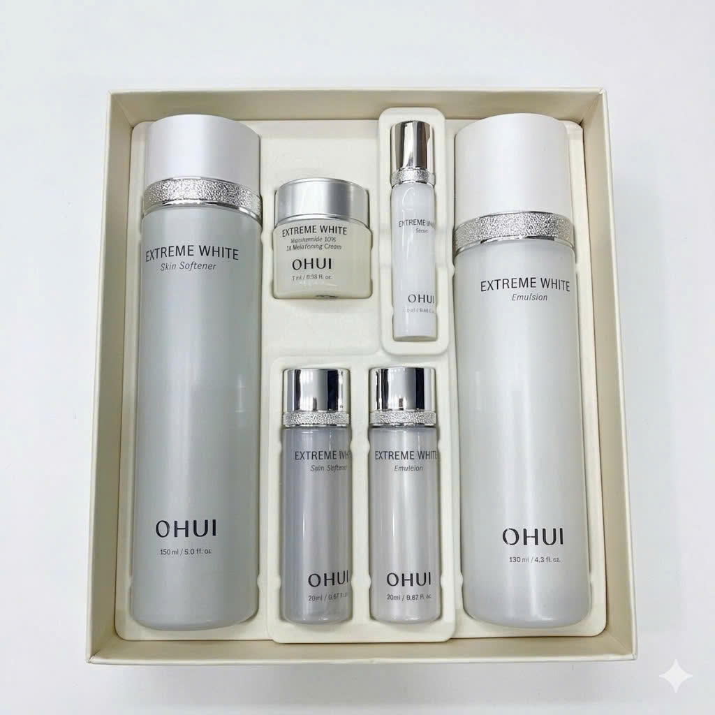 [6 sản phẩm] Bộ Ohui White dưỡng trắng da mờ thâm nám tàn nhang hiệu quả - Ohui Extreme White Set