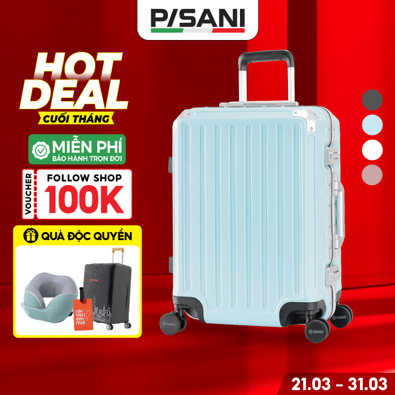 Vali Kéo Du Lịch Pisani URI - Size 20/24/28, Vali MIA Chính Hãng, Nhựa PC Cao Cấp, Khoá Khung An Toà