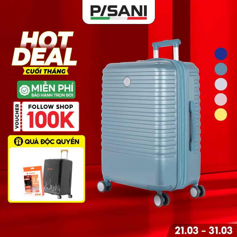 Vali Kéo Du Lịch Pisani REITO - Size 20/24/28, Vali MIA Chính Hãng, Khoá Đôi Nới Rộng Size M/L, Cổng