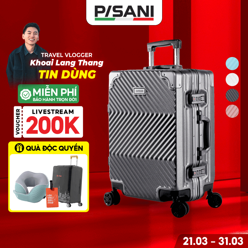 [DEAL KHỦNG] Vali Kéo Khung Nhôm Pisani X9 - size 20/24/28,Vali MIA Chính Hãng, Nhựa PC Cao Cấp,Khoá