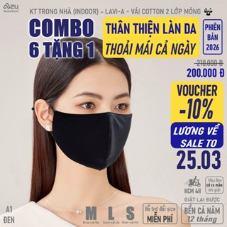 Khẩu trang vải 3D 2 lớp màu đen thoáng khí êm tai chính hãng Azumikichi giặt lại được - A1