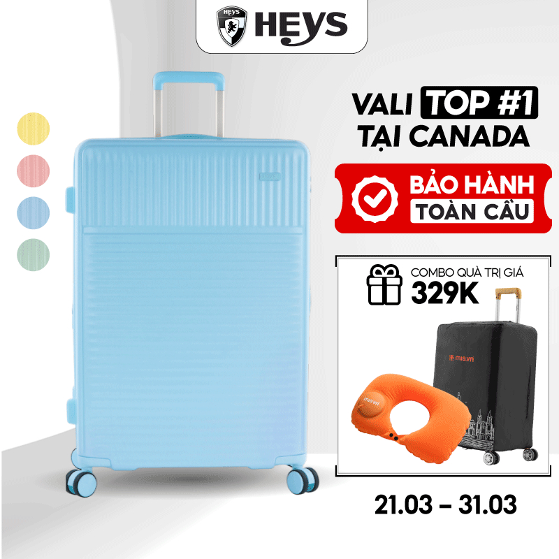 Vali Kéo Du Lịch Heys PASTEL - Nhựa PC/ABS Bền Bỉ, Dây Kéo Nới Rộng, Size 20/24/28, Khóa TSA Bảo Mật