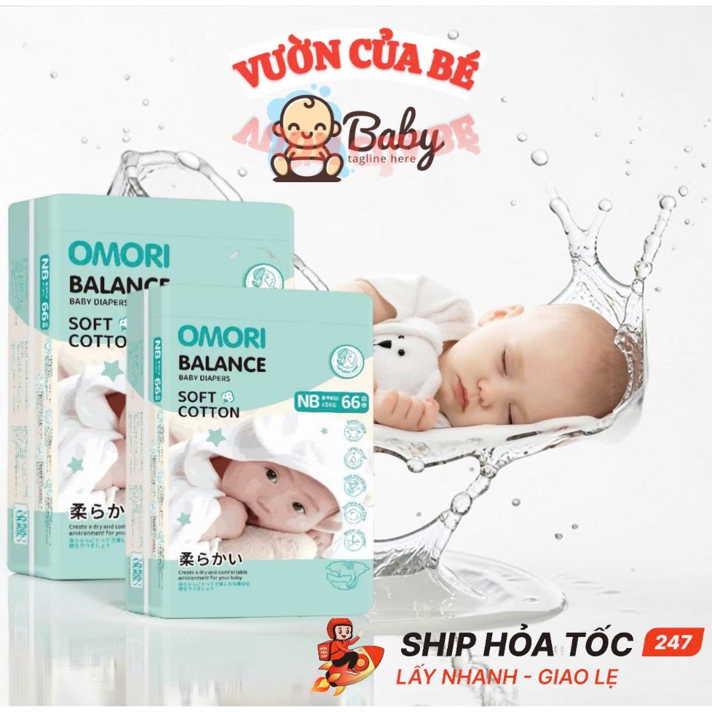 Tã/Bỉm Dán Omori Balance Size NB S M Mềm Mịn Thoáng Khí