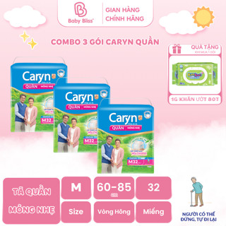 [CHÍNH HÃNG] Tã quần Caryn người lớn mỏng nhẹ/Siêu thấm Size M32/M14+2/L28/L12+2/XL24/XL10 miếng ( Tối đa 3 Gói /Đơn )