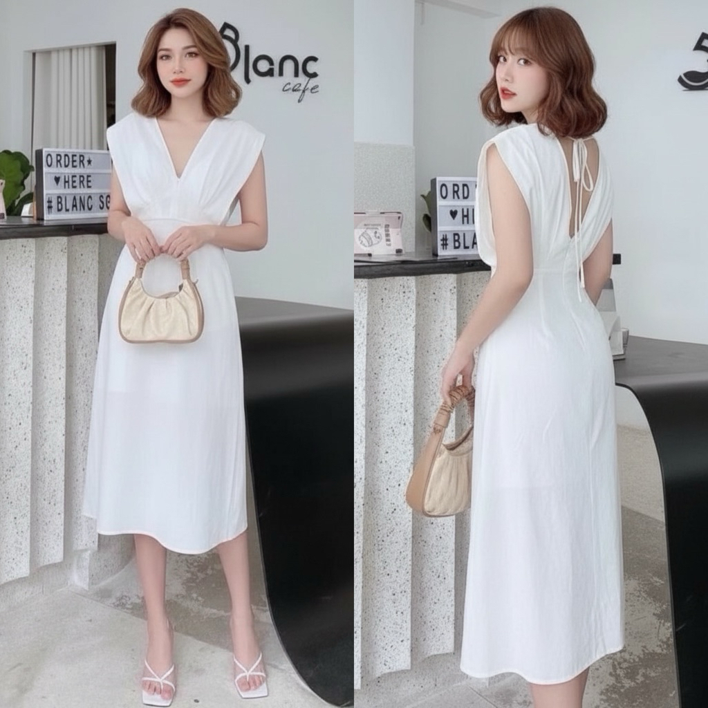 Đầm dự tiệc, váy midi tay cánh dơi cánh dơi 2 màu xuongvnxk vnxk (kèm hình thật)
