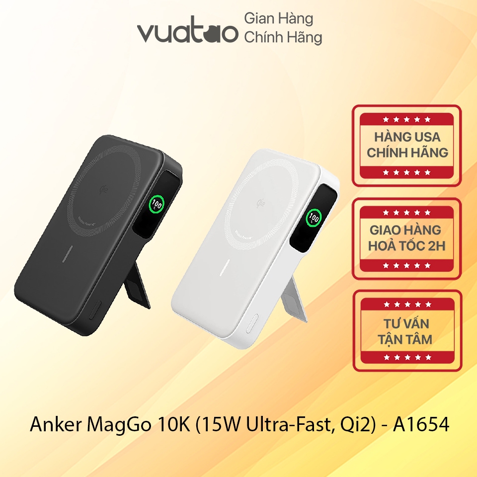 [HOẢ TỐC] Sạc dự phòng Anker MagGo 10K (15W Ultra-Fast, Qi2) - A1654
