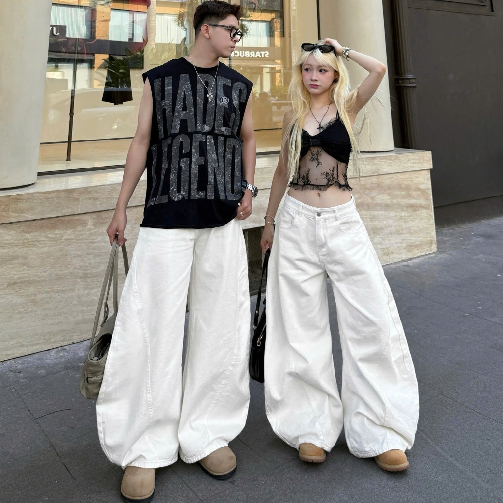 Quần Jeans Dài Ống Bí PREMIUM NQ30FORUM Form Rộng Wash Tôn Dáng Nam Nữ Unisex | BigBuy360 - bigbuy360.vn