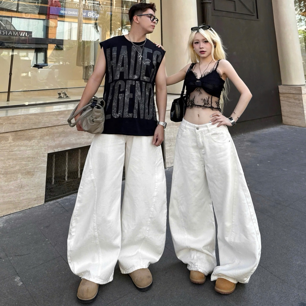 Quần Jeans Dài Ống Bí PREMIUM NQ30FORUM Form Rộng Wash Tôn Dáng Nam Nữ Unisex | BigBuy360 - bigbuy360.vn