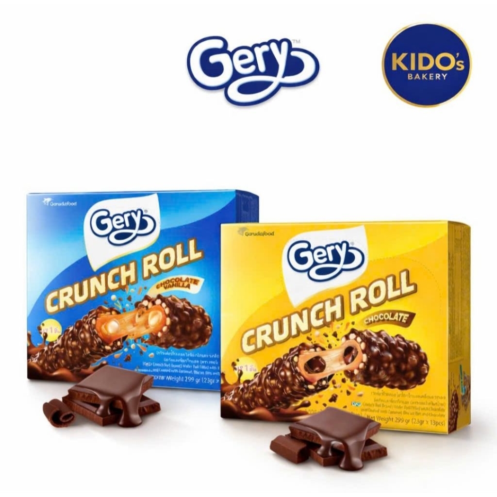 Bánh Gery Crunch Roll cuộn phủ Socola 299g (13 thanh)