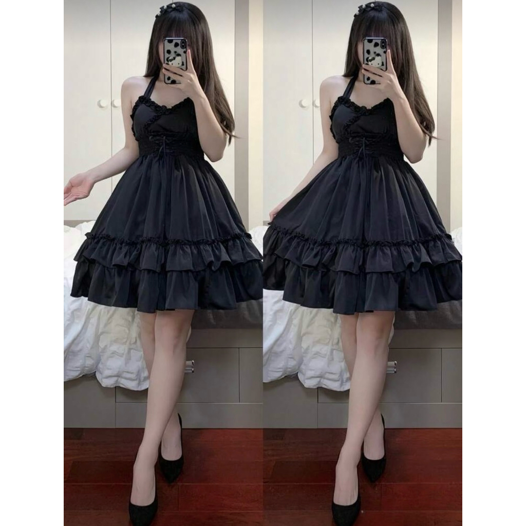 Váy Gothic Lolita dáng xòe cổ yếm (Halter Neck Gothic Lolita Dress).