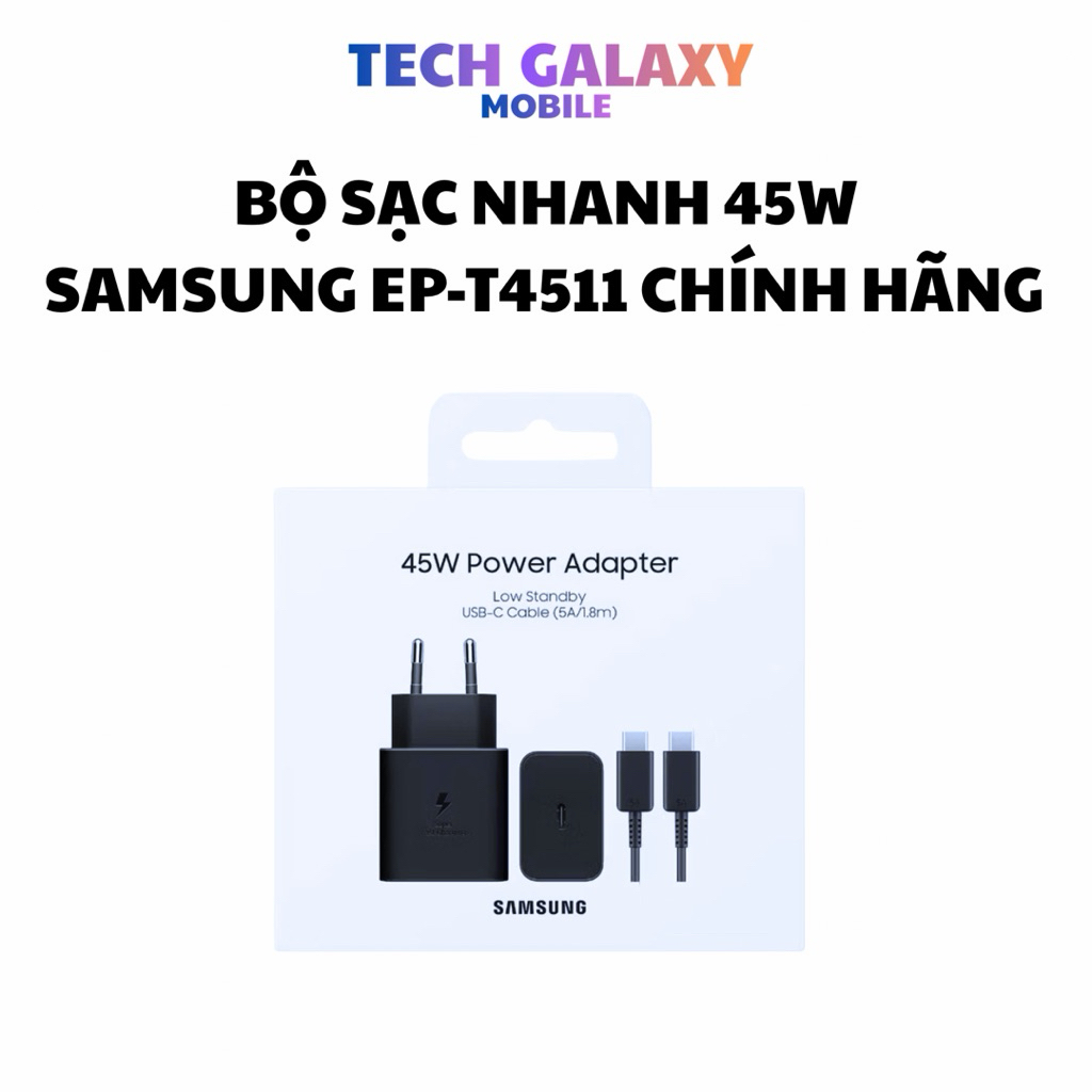 Sạc Nhanh 45W Samsung EP-T4511 Kèm Cáp Type-C 1.8M - Hàng Chính Hãng