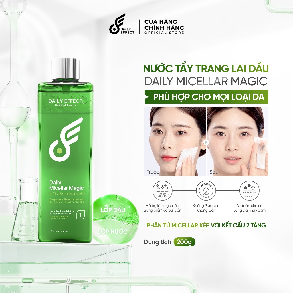 [Nước Tẩy Trang Cho Da Dầu Mụn] DAILY EFFECT Daily Micellar Magic (200ml)