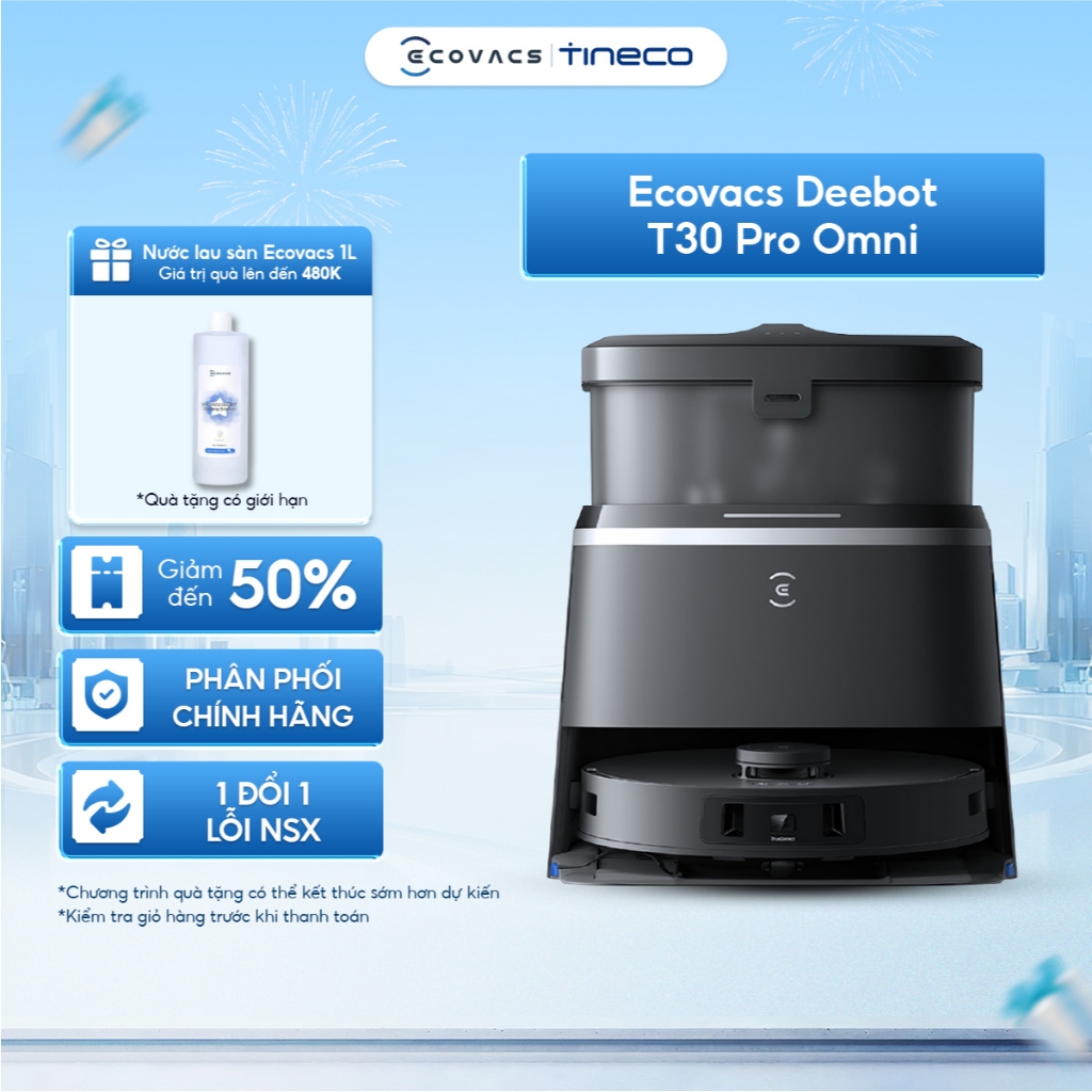 Robot hút bụi lau nhà Ecovacs Deebot T30 Pro Omni - Chính hãng